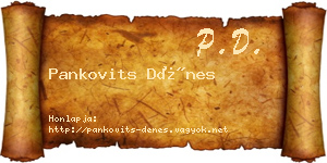 Pankovits Dénes névjegykártya